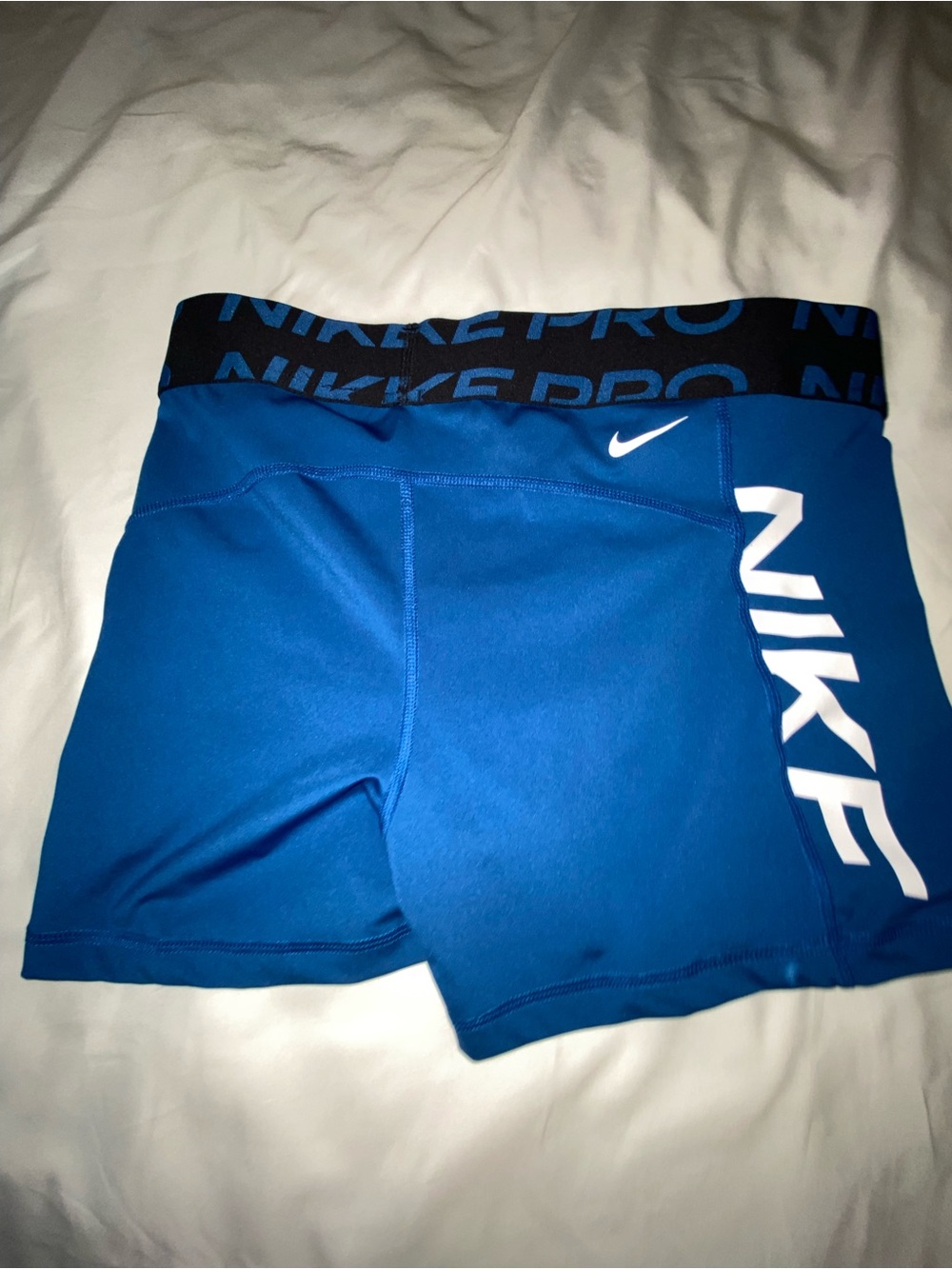 Nike Women's Blue Performance Bike Shorts with Black Waistband L